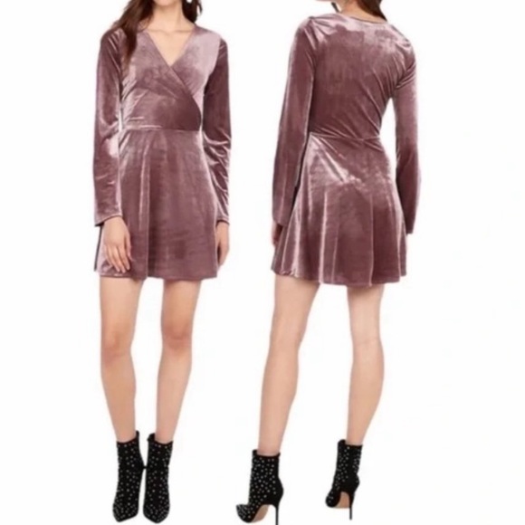 Express Dresses & Skirts - NWT Express Pink Long Sleeve Soft Corduroy Wrap Dress size Small Petite!